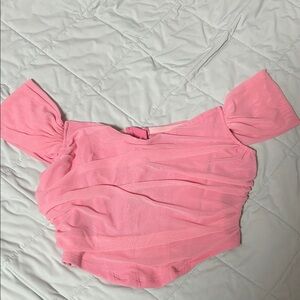 SHEIN Pink Ruched Off-Shoulder Blouse